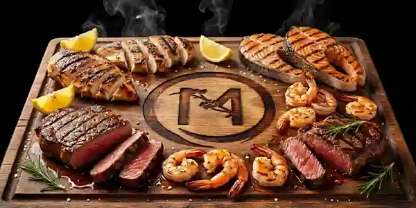 Mito hibachi lunch with grilled steak, chicken, salmon, and shrimp